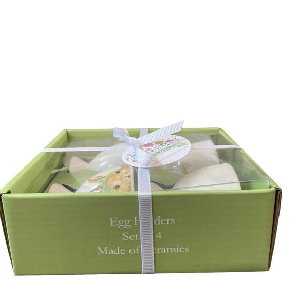 Bunny Boulevard Fine Porcelain Egg Cups Set of 4 Spring Easter Bunny Decor NIB - Picture 6 of 9